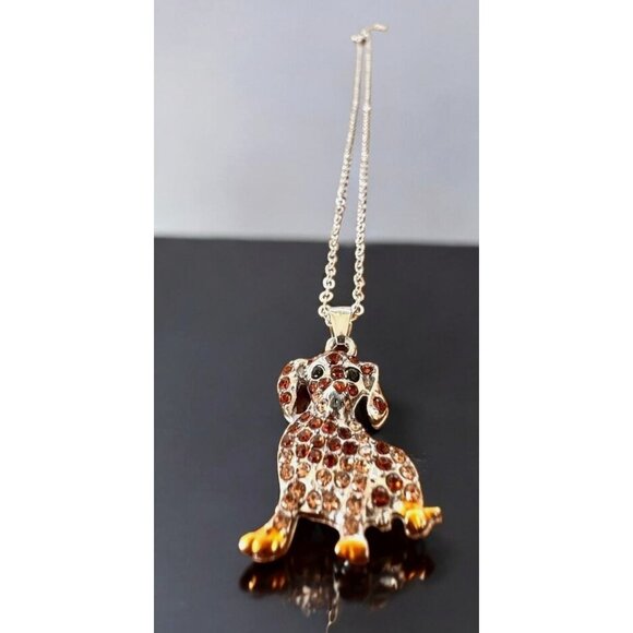 Dachshund Necklace New Rhinestones 16 inch Chain 2 piece Set Doxie Weeni… - Picture 5 of 14